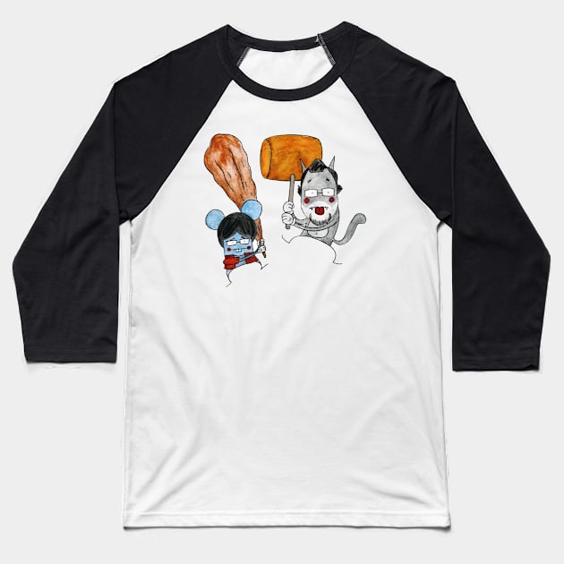 Cat and mouse Baseball T-Shirt by Andrewstg